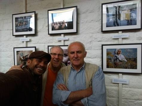 Photographer Hamde Abu Rahma (left) welcomed in Edinburgh by Palestine solidarity campaigners.